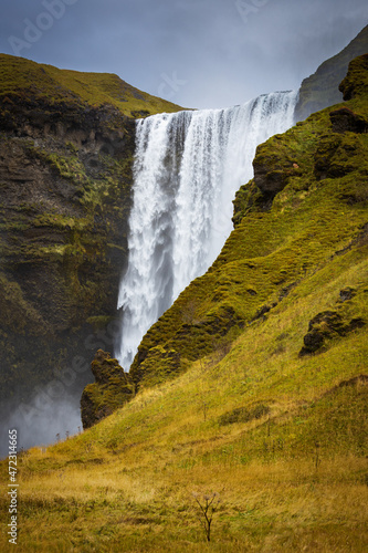 The famous Skogafoss waterfall in Skogar, southern Iceland.