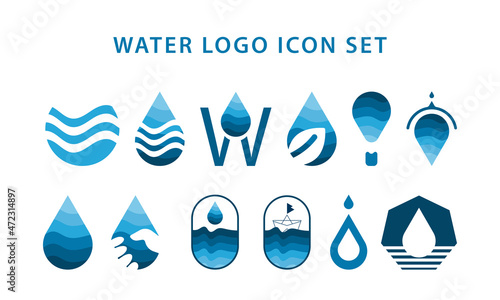 simple water logo icon set