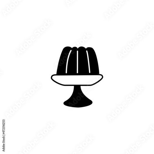  jelly, pudding icon symbol in solid black flat shape glyph icon, isolated on white background