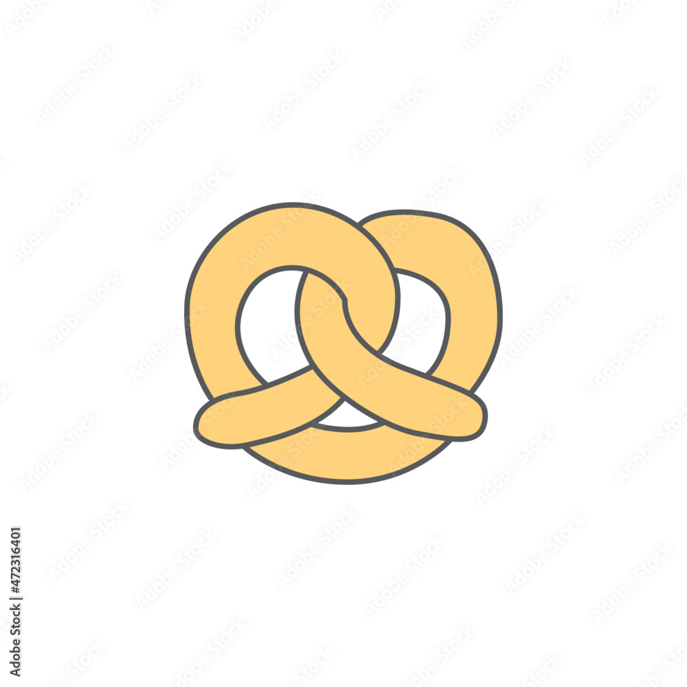 Pretzel icon symbol in color icon, isolated on white background Pretzel icon symbol in color icon, isolated on white background