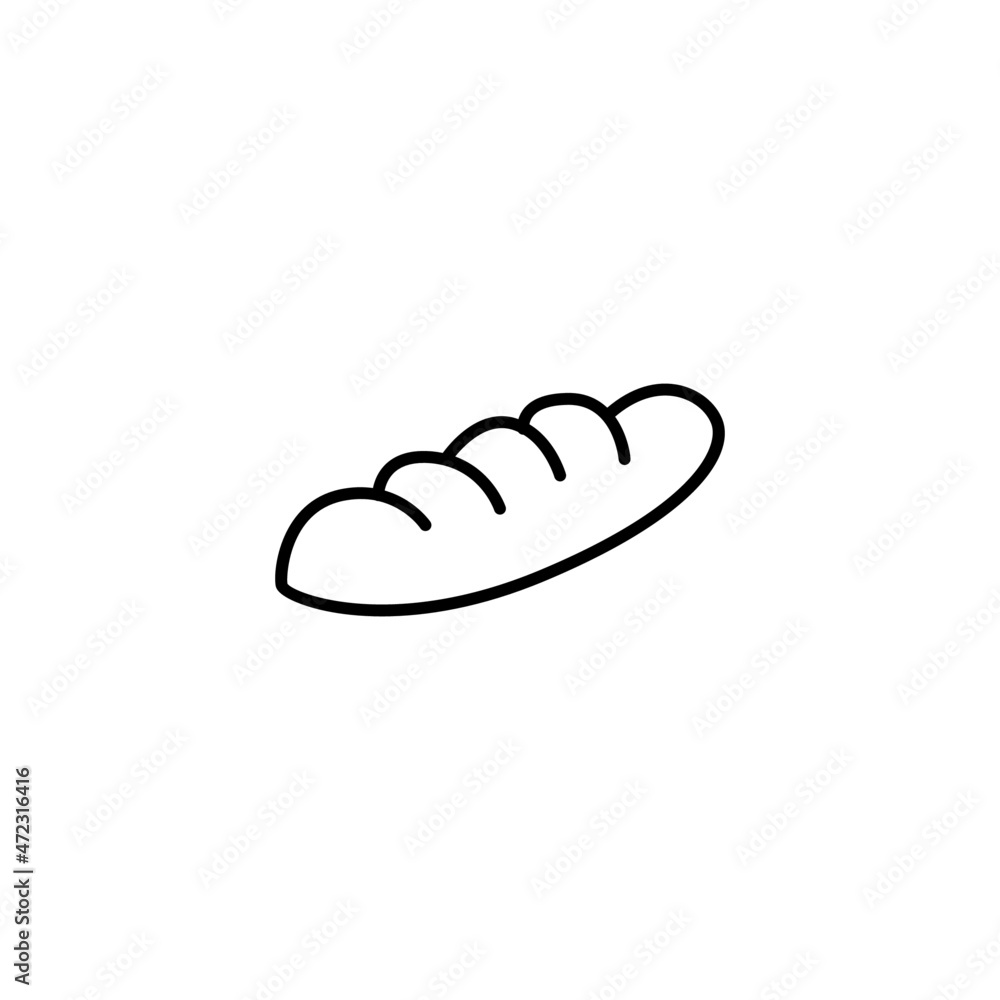 Baguette, bakery icon symbol in color icon, isolated on white background Baguette, bakery icon symbol in color icon, isolated on white background