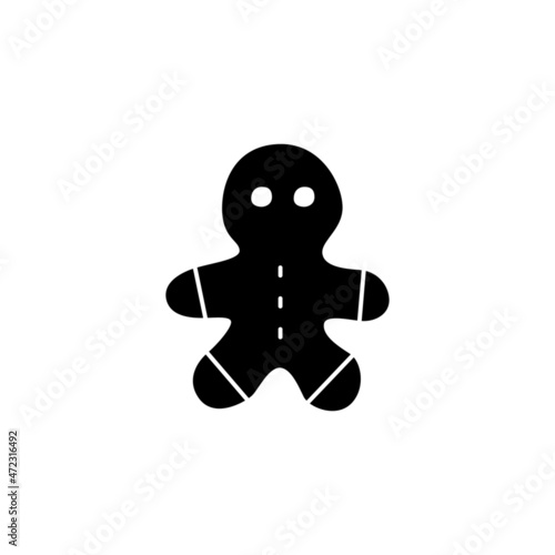 gingerbread icon symbol in solid black flat shape glyph icon, isolated on white background