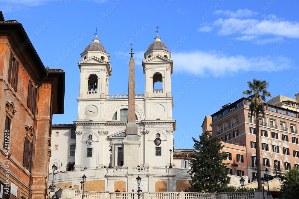 Trinità dei Monti Church View in Rome, Italy