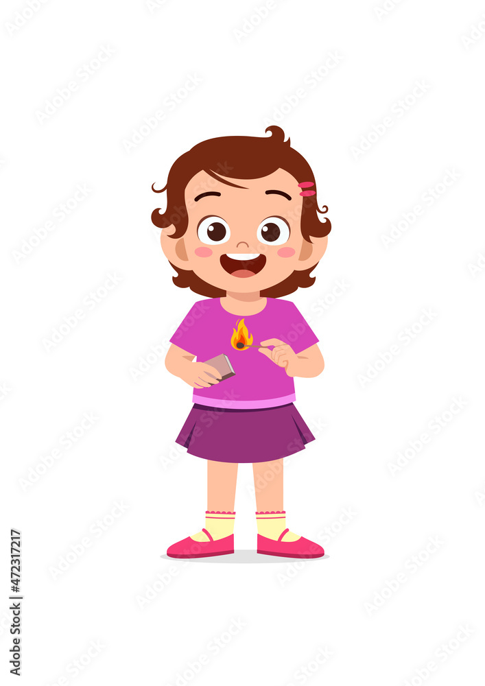 cute little girl holding match stick with fire cute little girl holding match stick with fire
