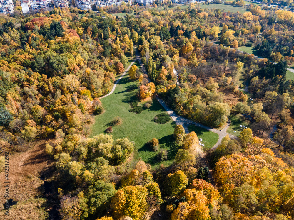 Aerial Autumn view of South Park in city of Sofia, Bulgaria Aerial Autumn view of South Park in city of Sofia, Bulgaria