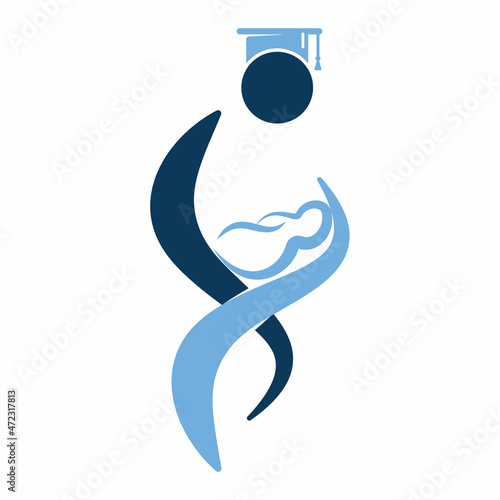 Nurse holding newborn baby in arms symbol. Education of babysitter logo concept design.