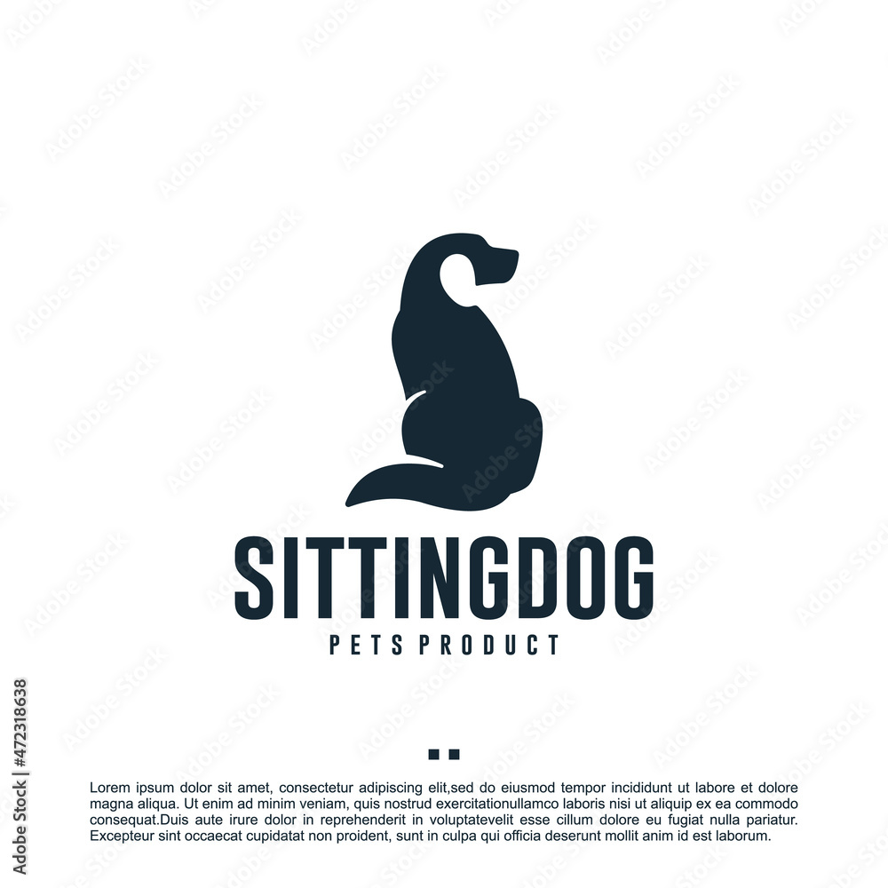 Obraz premium sitting dog , care ,logo design template