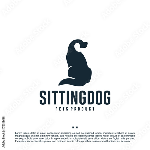 sitting dog , care ,logo design template