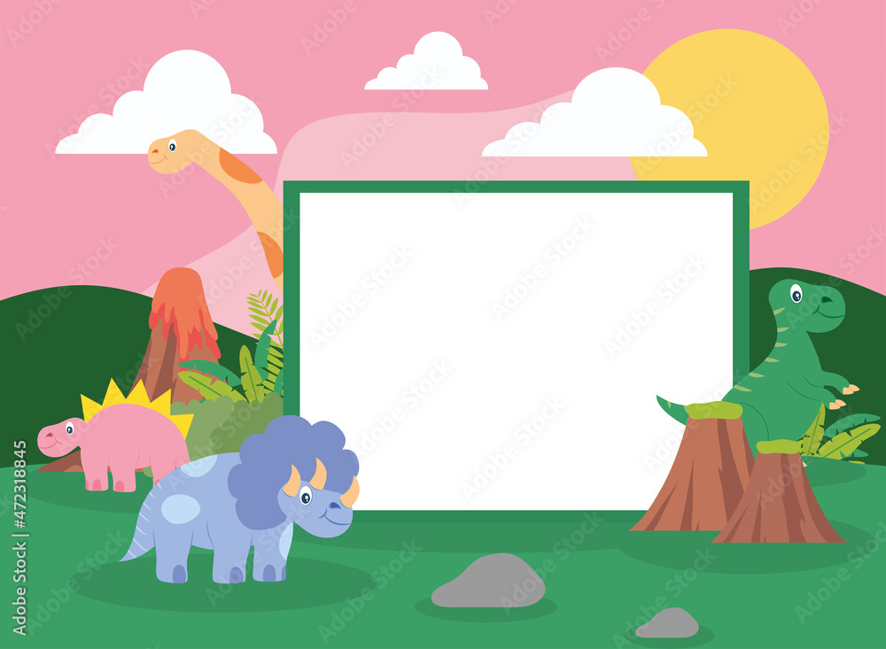 Fototapeta premium dino frame poster