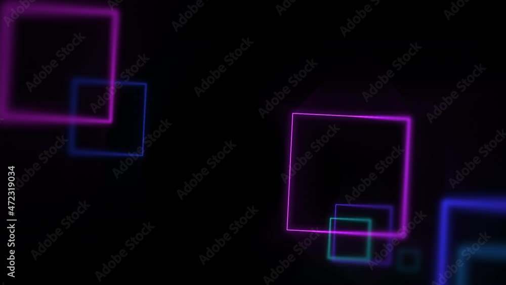 Neon colorful squares in space, abstract futuristic, cyber and music style background Neon colorful squares in space, abstract futuristic, cyber and music style background