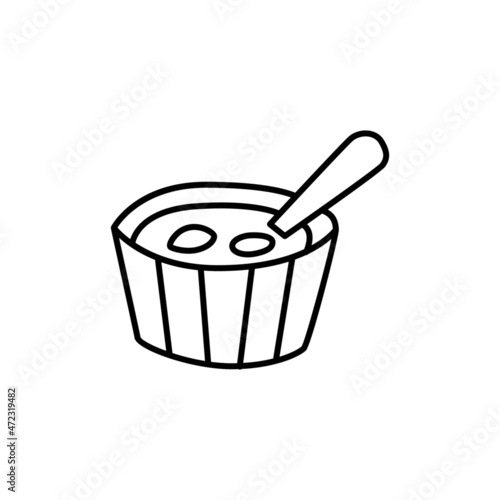creme brulee, dessert icon symbol in flat black line style, isolated on white background