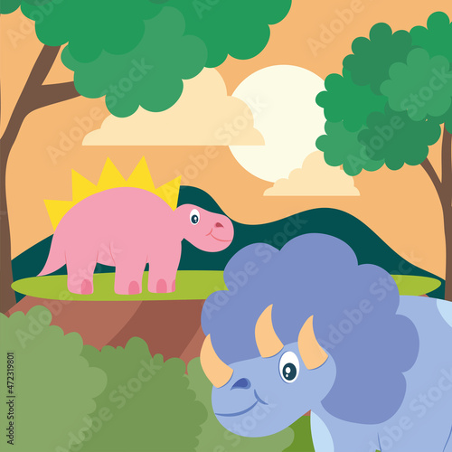 two dinosaurs poster