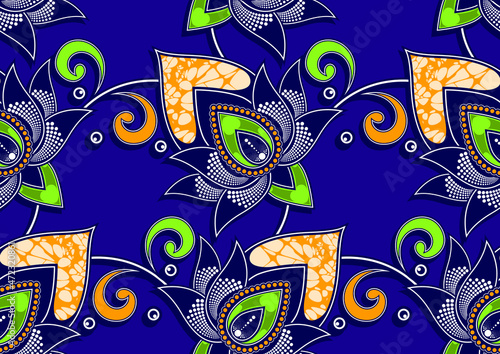 seamless pattern of african abstract flower beautiful, neat lines and  curves, abstract art and background, fashion artwork for print, vector file eps10.