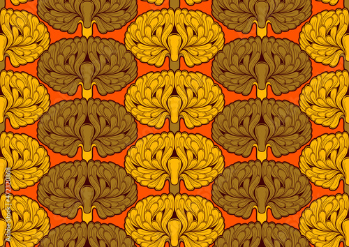 seamless pattern of african abstract flower beautiful, neat lines and  curves, abstract art and background, fashion artwork for print, vector file eps10.
