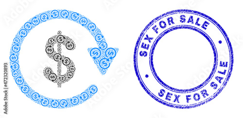Photos Vector dollar pay again icon mosaic is composed of random self dollar pay again elements