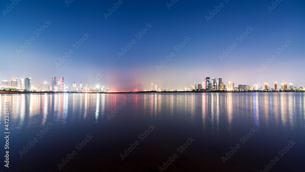 Night view of modern Chinese city, Nanchang, Jiangxi