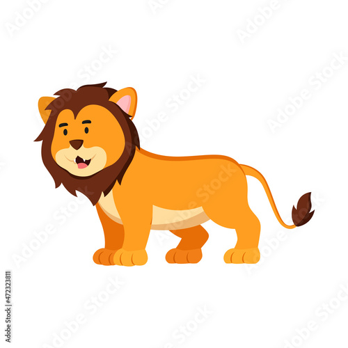 León, dibujo animado. Caricatura de león. Mamífero. Ilustración vectorial