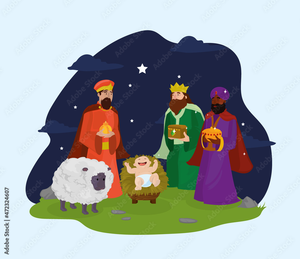 Naklejka premium nativity manger card