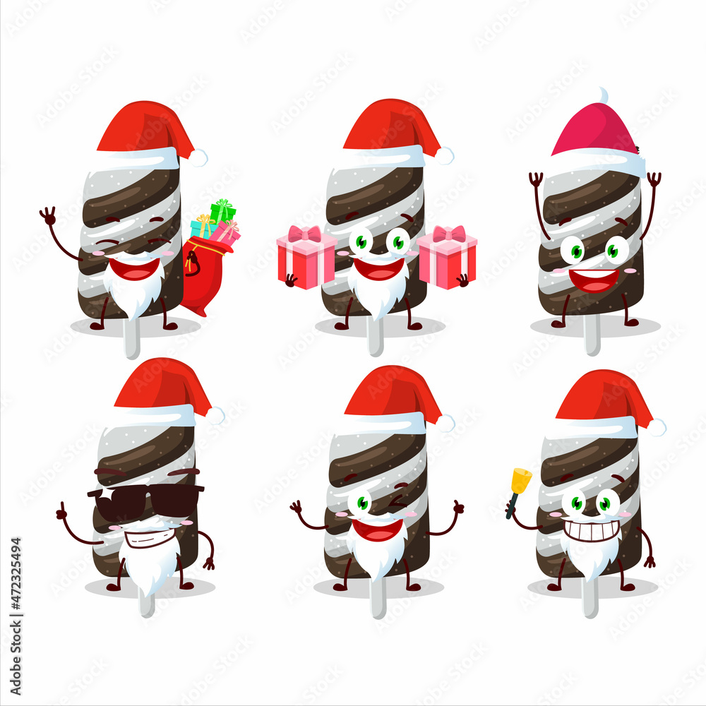 Santa Claus emoticons with gummy candy chocolate milk cartoon character