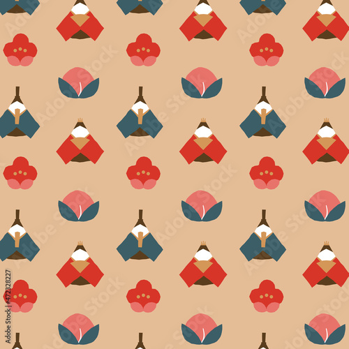 落ち着いた色合いのひな祭りパターン