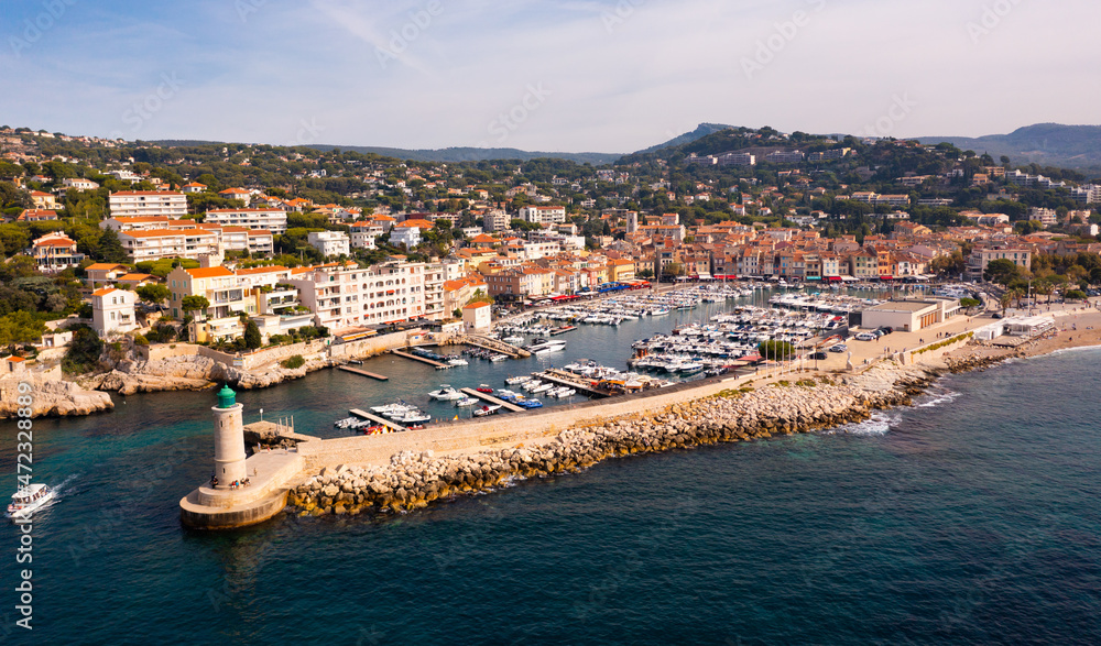Birds eye view of Cassis, French Riviera, Southern France.