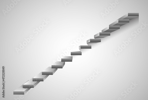 realistic staircases side view, grey steps for pedestal vector template isolated on white background, illustration of stairs from the side.