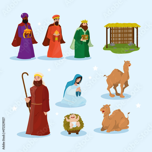 Fotobehang nativity manger items