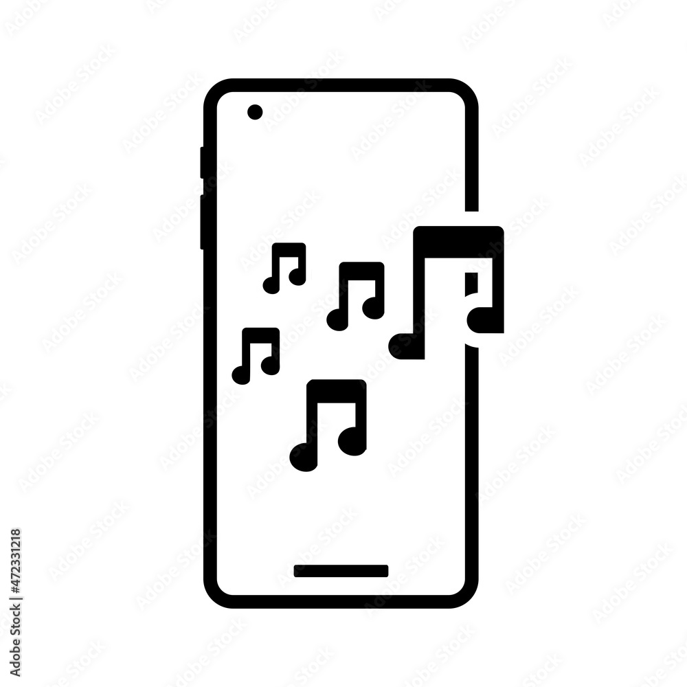Mobile phone with music note icon. Illustration vector Mobile phone with music note icon. Illustration vector