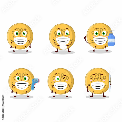 A picture of dalgona candy king cartoon design style keep staying healthy during a pandemic