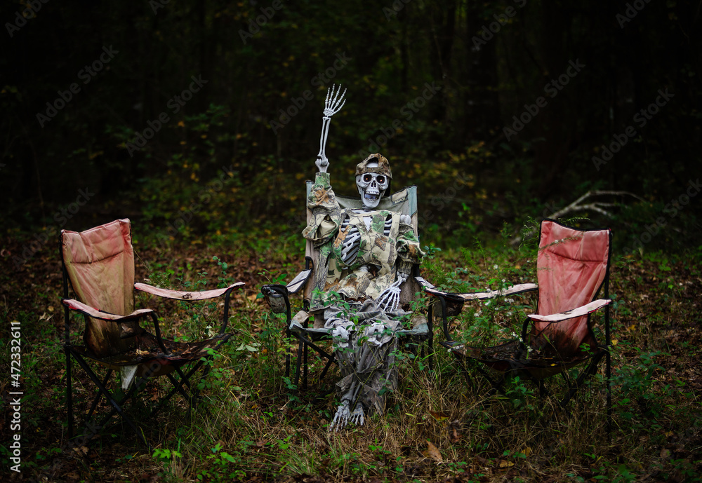 skeleton in a chair camouflage funny Stock Photo | Adobe Stock