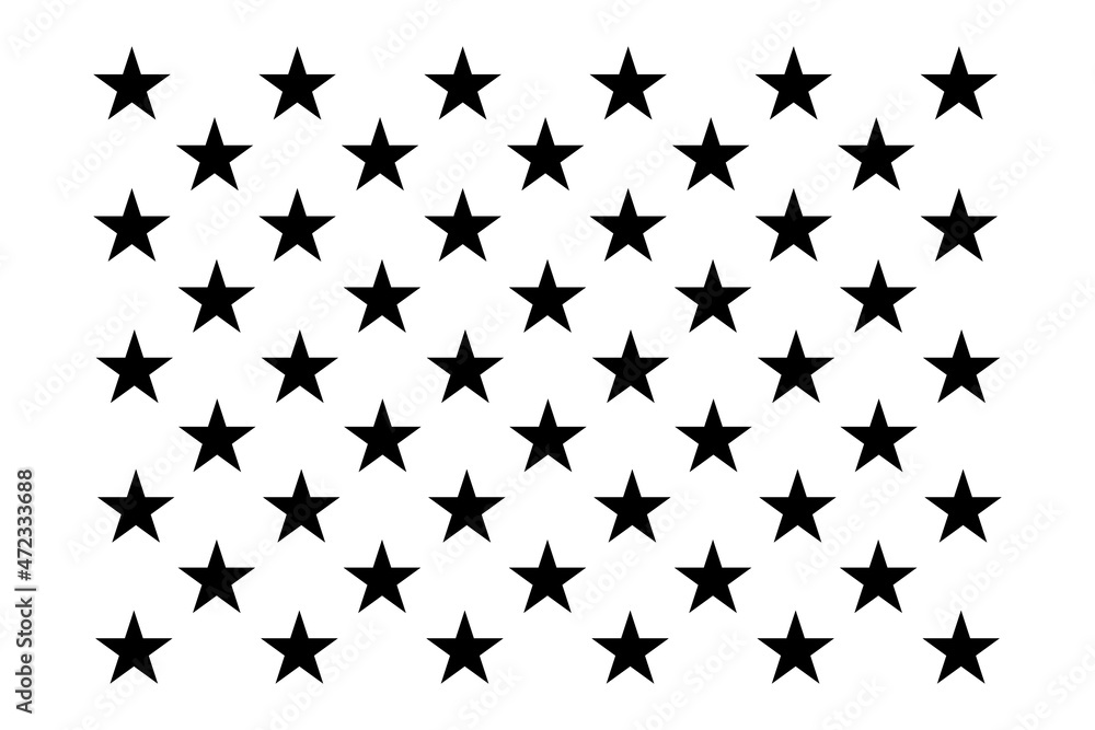 Vector Set of Fifty Stars on White Background