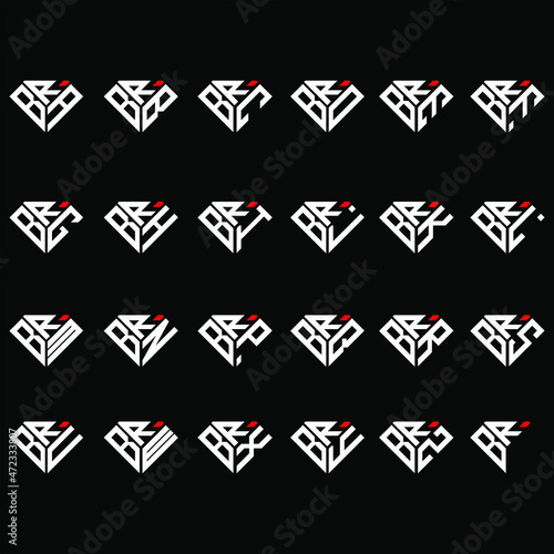 BRA to BRZ letter logo creative design in diamond shape
