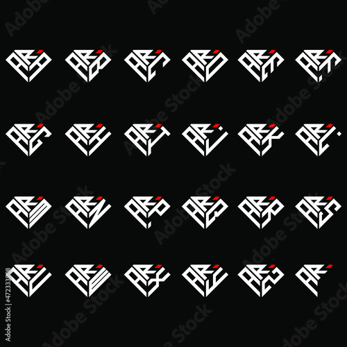 ARA to ARZ letter logo creative design in diamond shape
