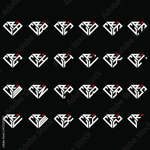 CRA to CRZ letter logo creative design in diamond shape
