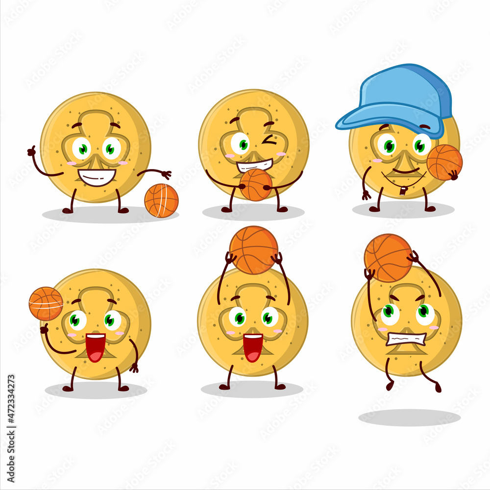 Talented Dalgona candy trefoils cartoon character as a basketball athlete Talented Dalgona candy trefoils cartoon character as a basketball athlete