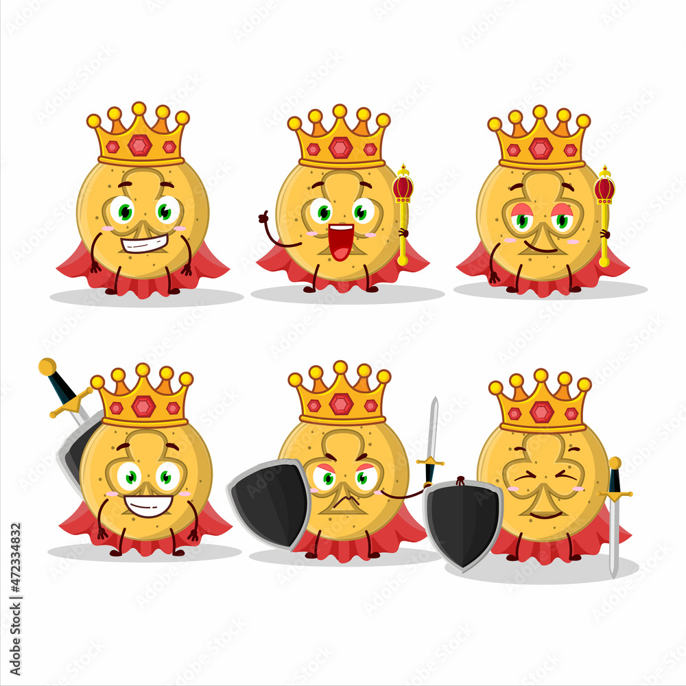 Fototapeta premium A Charismatic King dalgona candy trefoils cartoon character wearing a gold crown