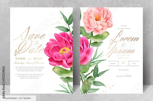 Beautiful Watercolor Wedding Invitation Set with Hand Drawn Floral