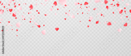 abstract background I adore On a white background, huge and small pink hearts are sprinkled for Valentine's Day.