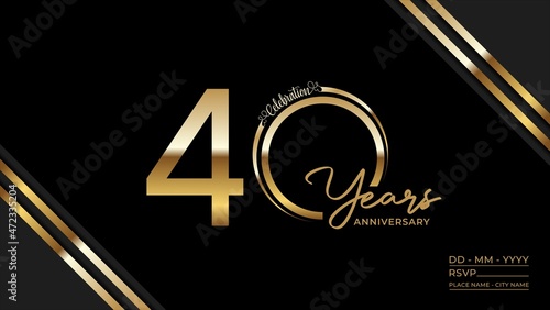 40th anniversary logotype. Golden anniversary celebration emblem design for booklet, leaflet, magazine, brochure poster, web, invitation or greeting card. Vector illustrations. EPS 10 photo