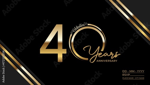 40th anniversary logotype. Golden anniversary celebration emblem design for booklet, leaflet, magazine, brochure poster, web, invitation or greeting card. Vector illustrations. EPS 10