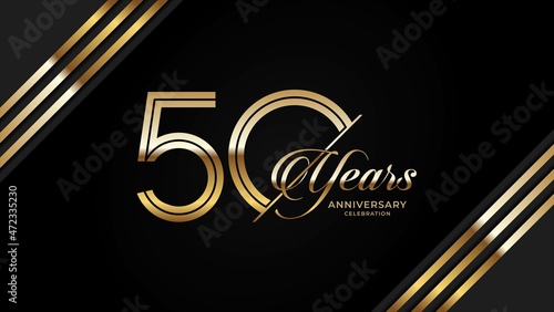 50th anniversary logotype. Golden anniversary celebration emblem design for booklet, leaflet, magazine, brochure poster, web, invitation or greeting card. Vector illustrations. EPS 10