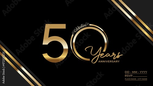 50th anniversary logotype. Golden anniversary celebration emblem design for booklet, leaflet, magazine, brochure poster, web, invitation or greeting card. Vector illustrations. EPS 10