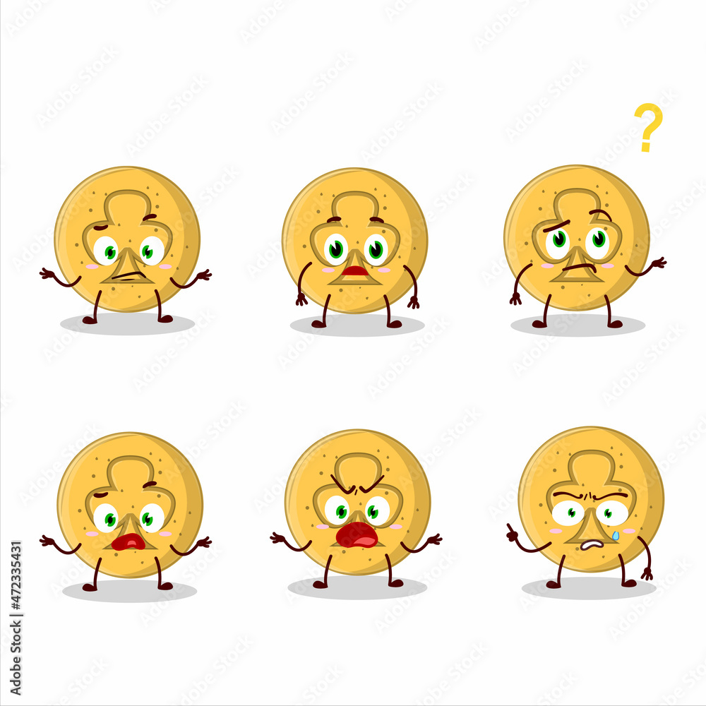 Cartoon character of dalgona candy trefoils with what expression Cartoon character of dalgona candy trefoils with what expression