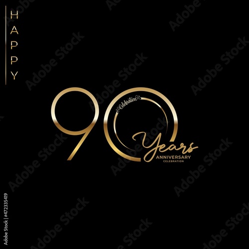 90th anniversary logotype. Golden anniversary celebration emblem design for booklet, leaflet, magazine, brochure poster, web, invitation or greeting card. Vector illustrations. EPS 10 photo