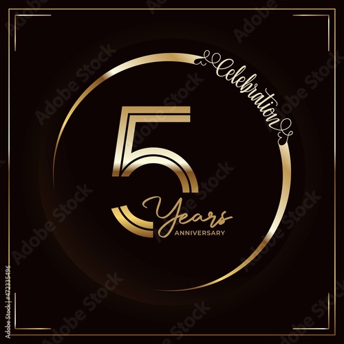 5th anniversary logotype. Golden anniversary celebration emblem design for booklet, leaflet, magazine, brochure poster, web, invitation or greeting card. Vector illustrations. EPS 10