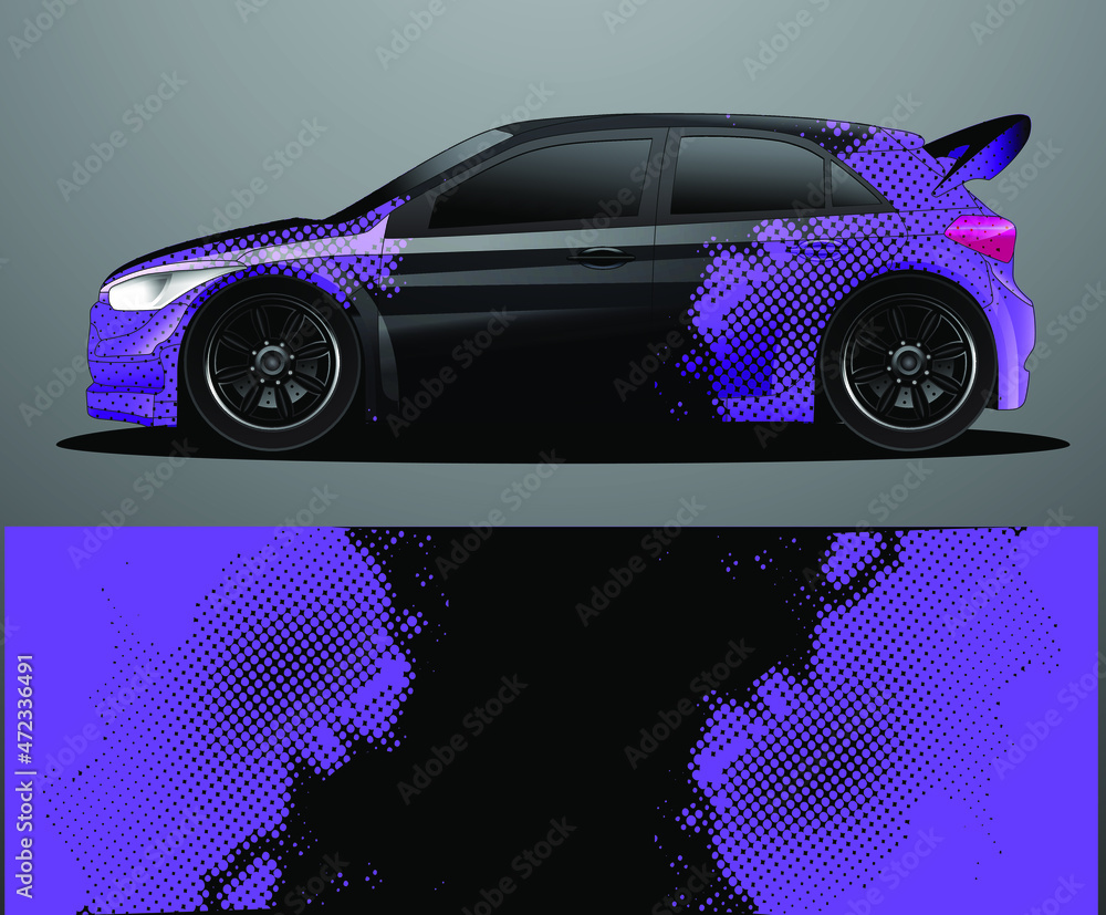 Naklejka premium Rally car decal graphic wrap vector, abstract background