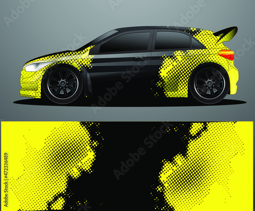 Rally car decal graphic wrap vector, abstract background