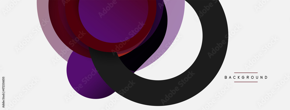 Creative geometric wallpaper. Minimal abstract background. Circles composition vector illustration for wallpaper banner background or landing page Creative geometric wallpaper. Minimal abstract background. Circles composition vector illustration for wallpaper banner background or landing page