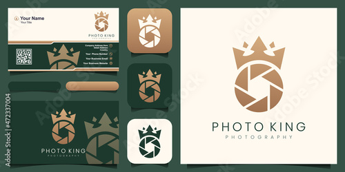 King Crown Queen Shutter Lens Aperture Camera Photography Logo Design Vector