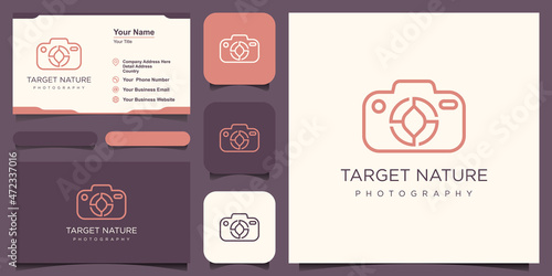 leaf target camera logo design, design vector simple elegant modern style.